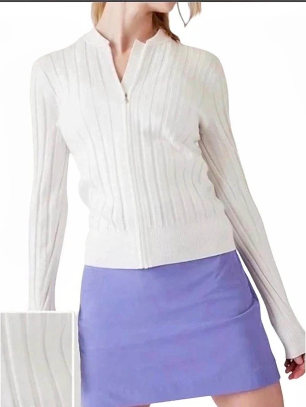 Athleta En Route Full Zip Sweater Zip Front Ribbed Sweater Size Small Like New